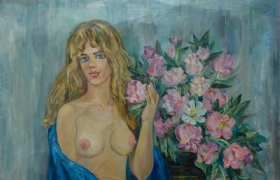 裸女与花束